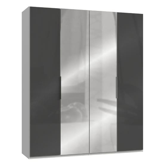 lloyd tall mirrored wardrobe gloss grey white 4 doors