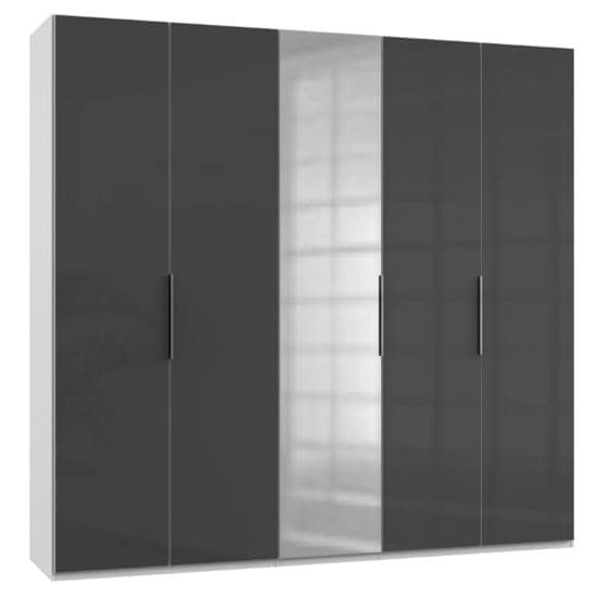 lloyd tall mirrored wardrobe gloss grey white 5 doors