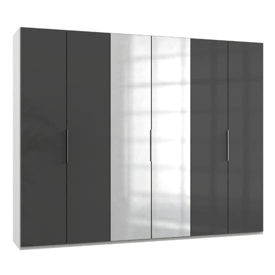 lloyd tall mirrored wardrobe gloss grey white 6 doors