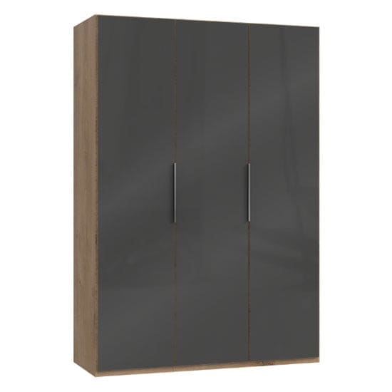 lloyd wooden wardrobe gloss grey planked oak 3 doors