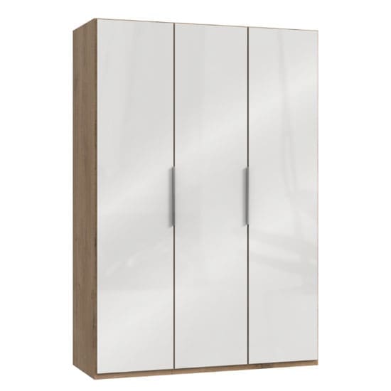 lloyd wooden wardrobe gloss white planked oak 3 doors