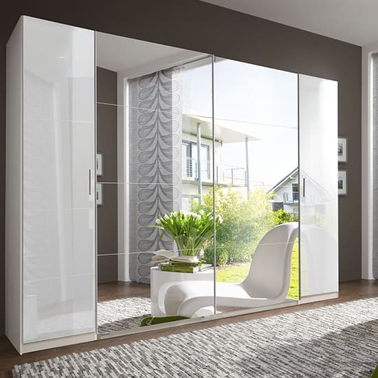 lotto lack mirrored sliding door wardrobe white high gloss