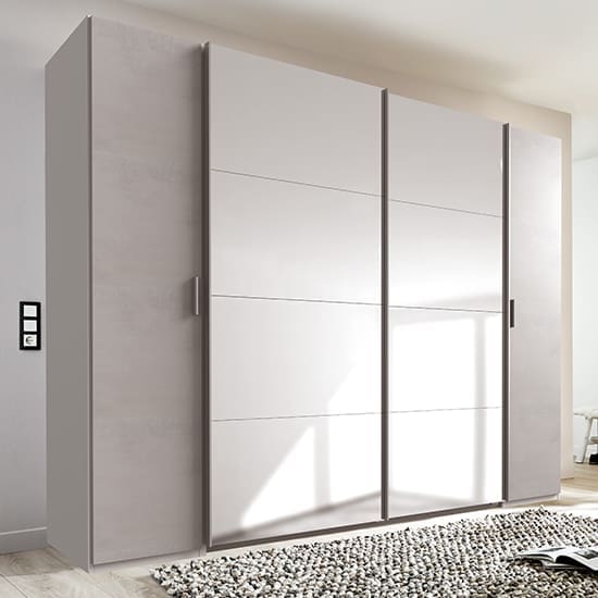 lotto mirrored sliding door wardrobe white light grey