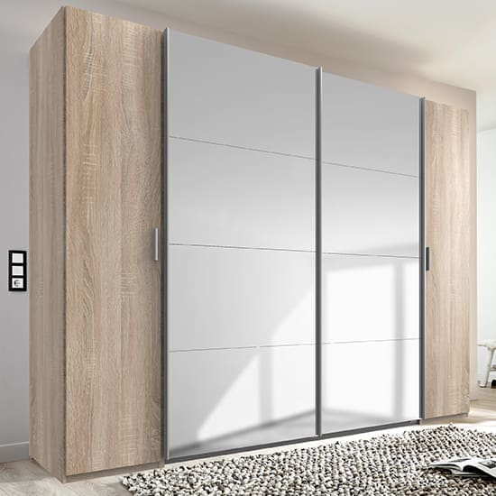 lotto sliding door mirrored wardrobe oak white