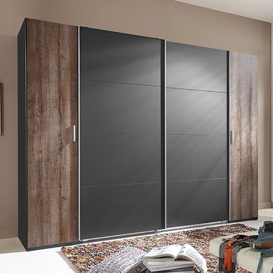 lotto wooden sliding door wardrobe graphite muddy oak