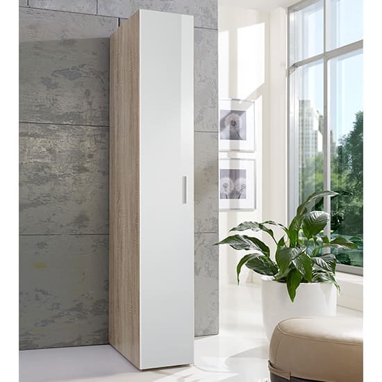 malta wooden wardrobe high gloss white and oak