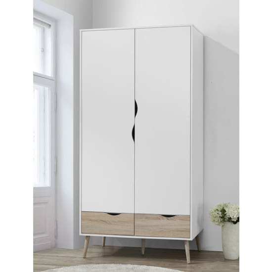 mapleton wooden wardrobe white oak effect