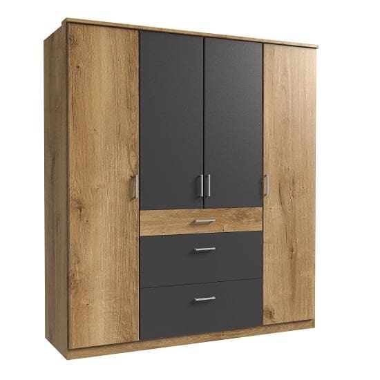 marino large wardrobe planked oak graphite