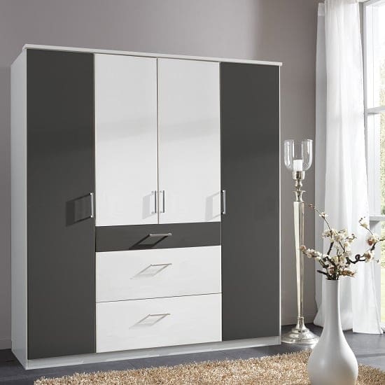 marino large wardrobe white graphite