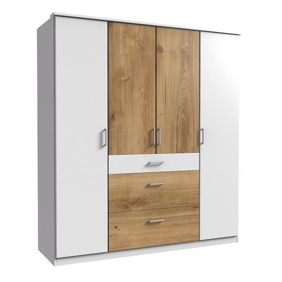 marino large wardrobe white planked oak