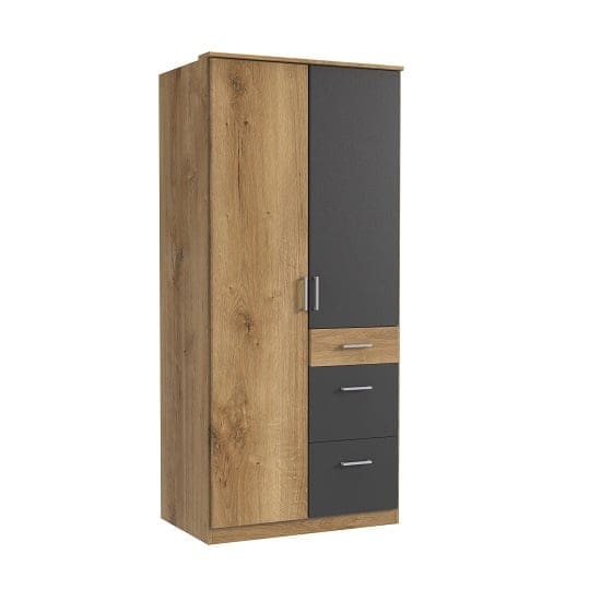 marino small wardrobe planked oak graphite