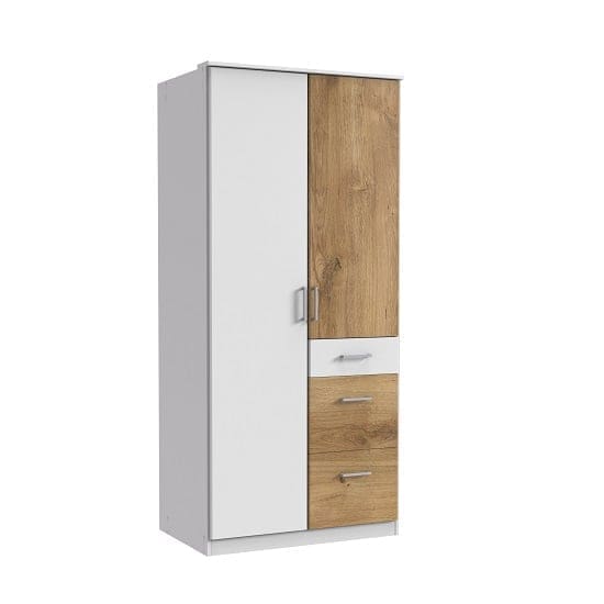 marino small wardrobe white planked oak