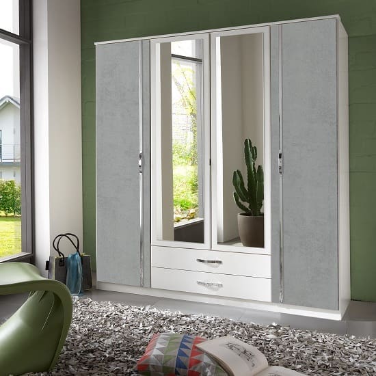 milden large wardrobe white grey