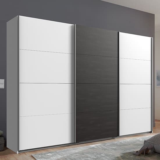 minden sliding door wooden wardrobe white graphite