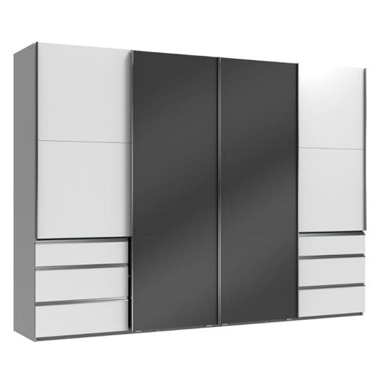 moyd mirrored sliding wardrobe grey white 4 doors