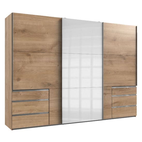 moyd mirrored sliding wardrobe white planked oak 3 doors