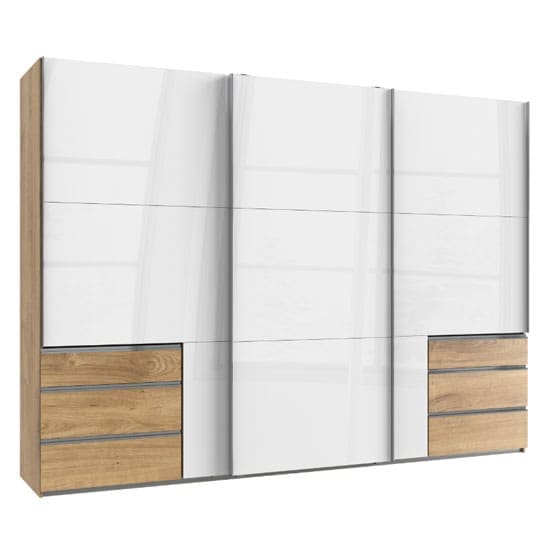 moyd wooden sliding wardrobe white planked oak 3 doors