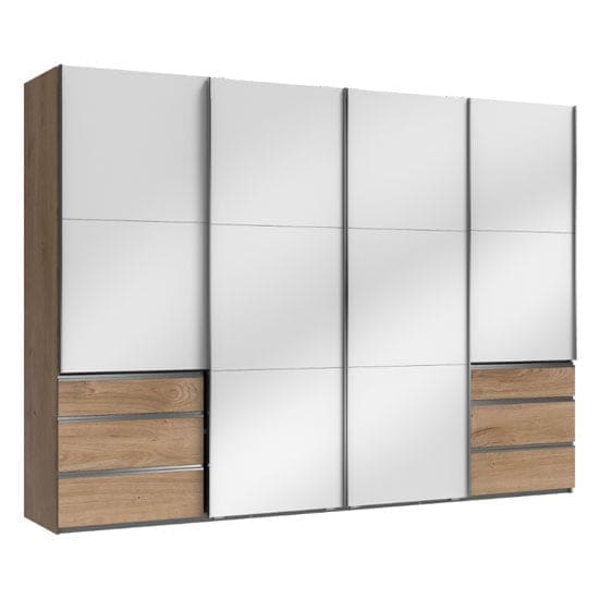 moyd wooden sliding wardrobe white planked oak 4 doors