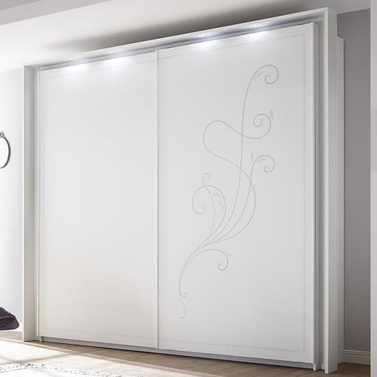 nevea led sliding door wooden wardrobe serigraphed white