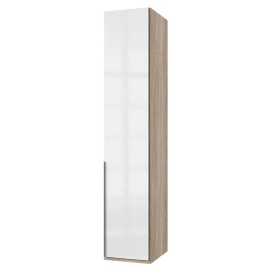 new xork tall wooden wardrobe high gloss white oak 1 door