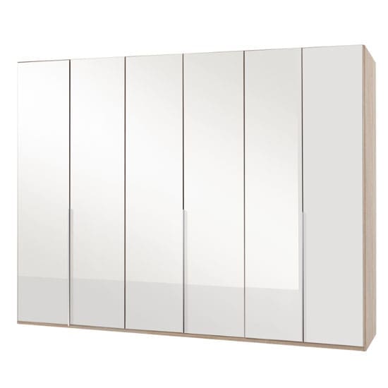 new zork wooden wardrobe gloss white oak 6 doors