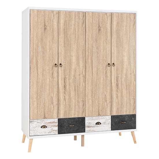 noein wardrobe 4 doors 4 drawers white