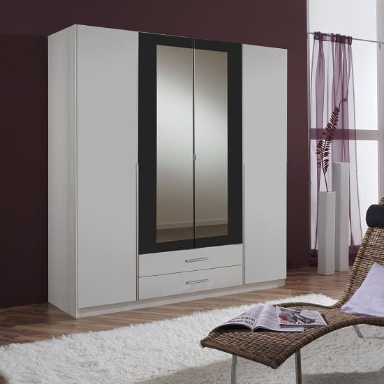 norell large mirrored wardrobe white graphite