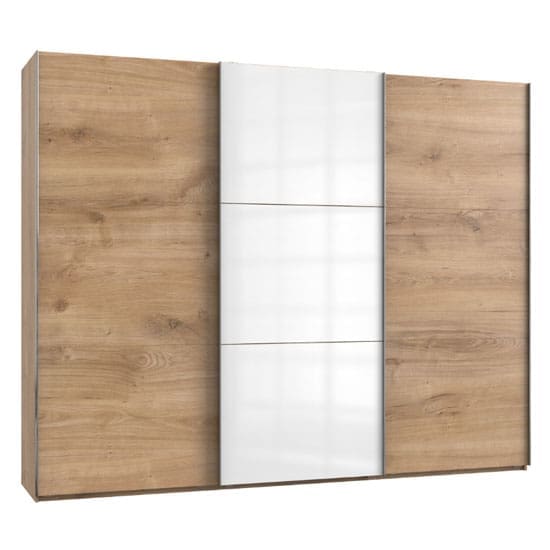 noyd mirrored sliding wardrobe white planked oak 3 doors