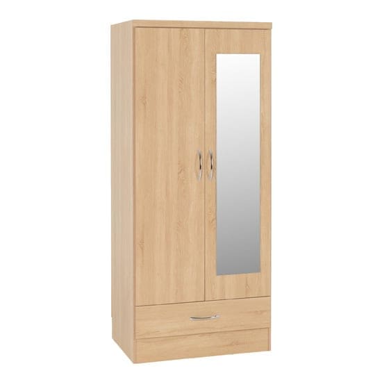 nunky 2 doors 1 drawer mirrored wardrobe sonoma oak