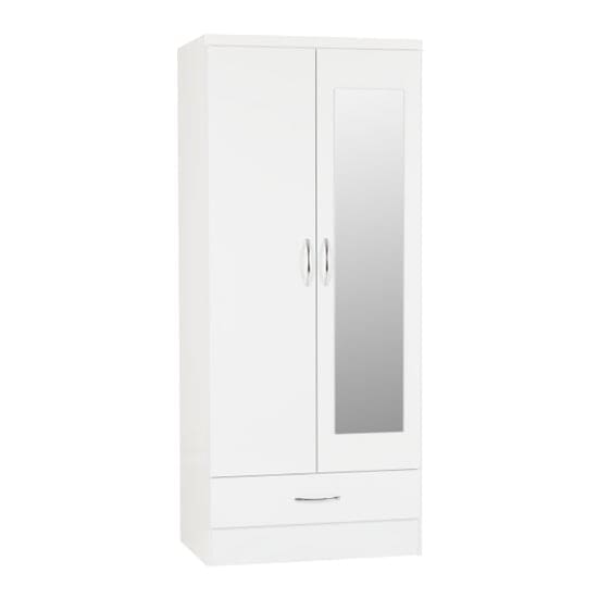 nunky 2 doors 1 drawer mirrored wardrobe white high gloss