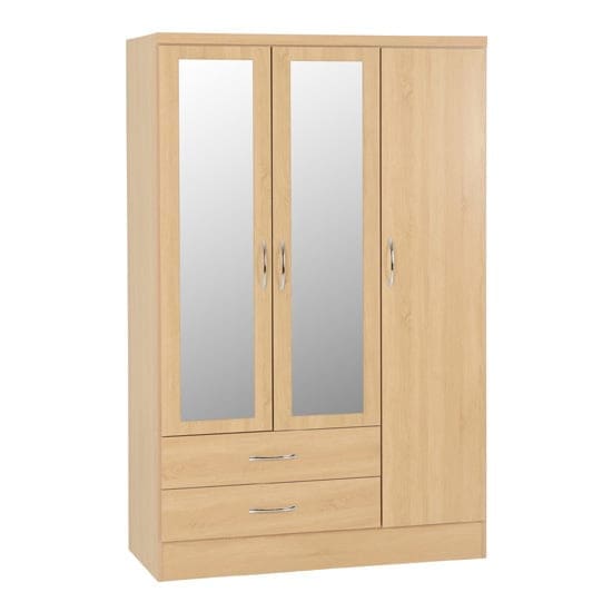 nunky mirrored wardrobe sonoma oak 3 doors 2 drawers