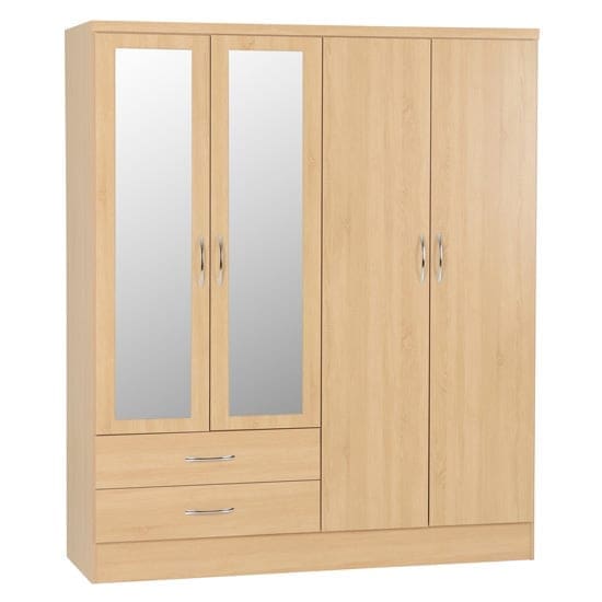 nunky mirrored wardrobe sonoma oak 4 doors 2 drawers