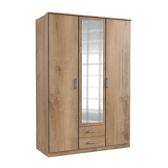 osaka mirrored wardrobe planked oak 3 drs 2 dws