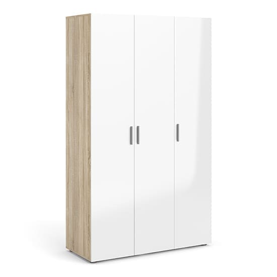 perkin high gloss wardrobe 3 doors oak white