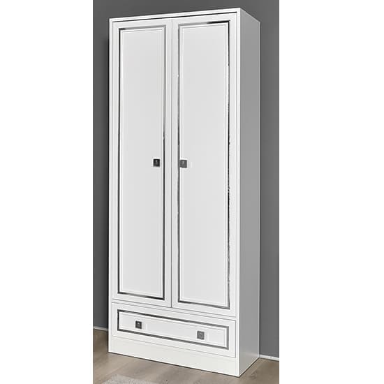 rakee high gloss wardrobe white chrome effect