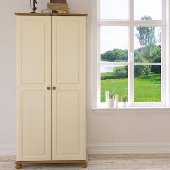 richland wooden wardrobe 2 doors cream pine