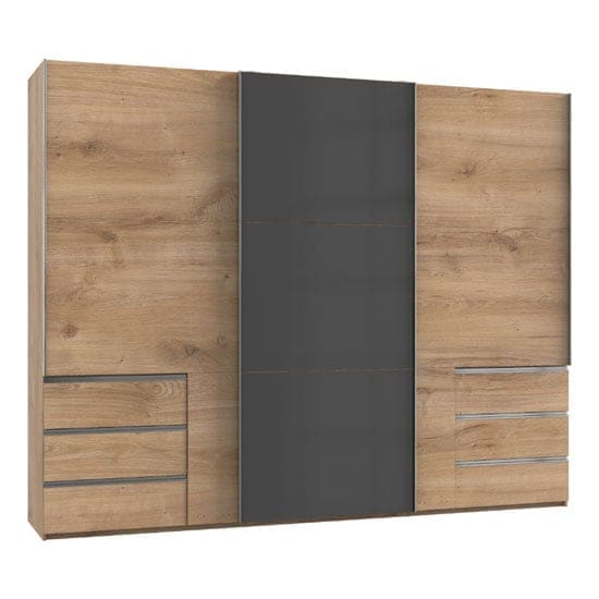 royd mirrored sliding wardrobe grey planked oak 3 doors