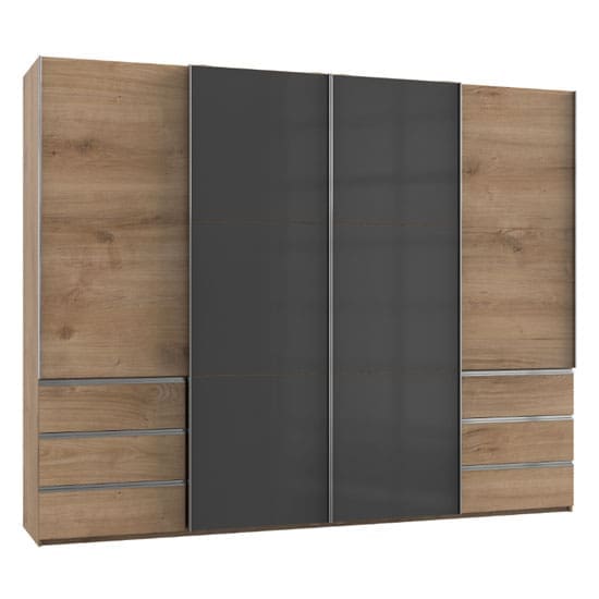 royd mirrored sliding wardrobe grey planked oak 4 doors