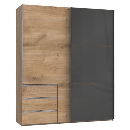 royd mirrored sliding wardrobe grey planked oak