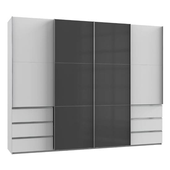 royd mirrored sliding wardrobe grey white 4 doors