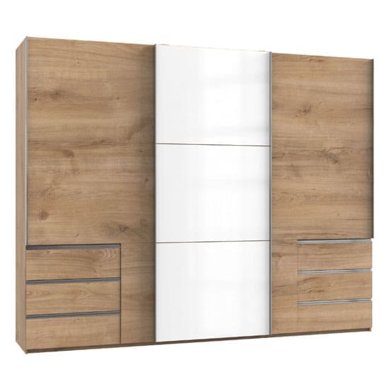 royd mirrored sliding wardrobe white planked oak 3 doors