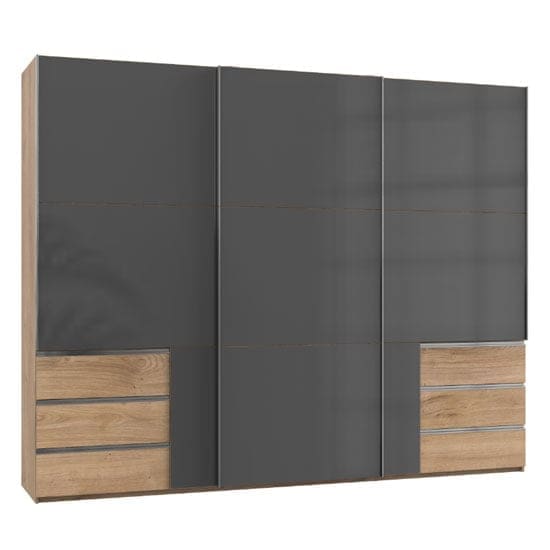 royd wooden sliding wardrobe grey planked oak 3 doors