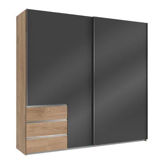 royd wooden sliding wardrobe grey planked oak