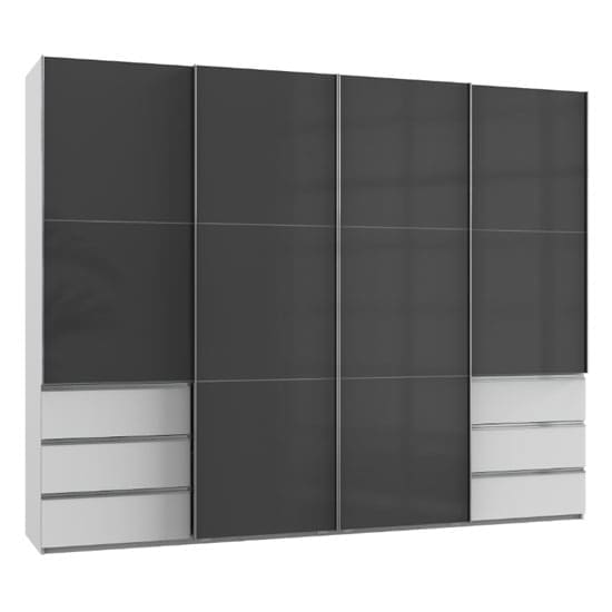 royd wooden sliding wardrobe grey white 4 doors