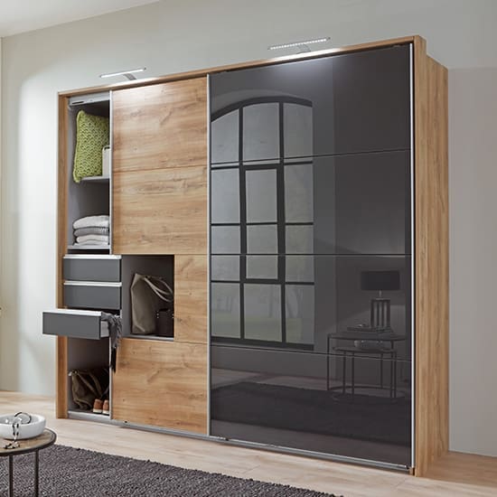 saigon sliding door wooden wardrobe planked oak