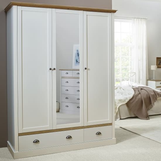 sandringhia wooden wardrobe 3 doors white pine