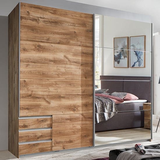 seattle sliding door mirrored wardrobe planked oak