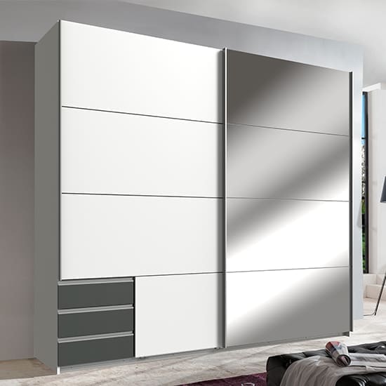 seattle sliding door mirrored wardrobe white graphite