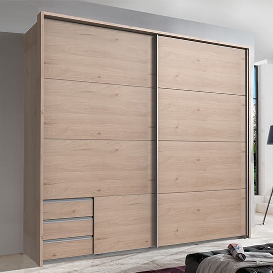 seattle sliding door wooden wardrobe hickory oak