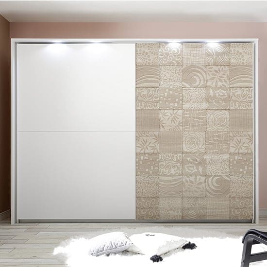 soxa led sliding door wooden wardrobe serigraphed sonoma oak